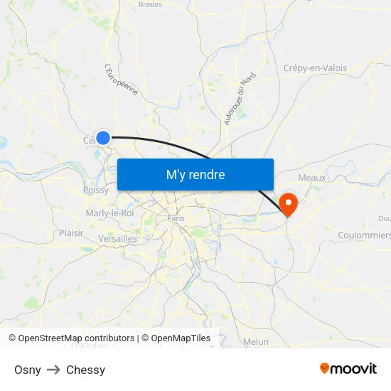 Osny to Chessy map