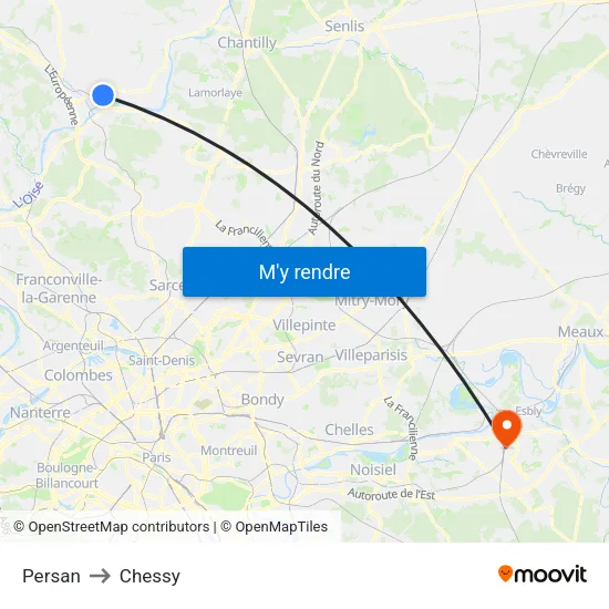 Persan to Chessy map