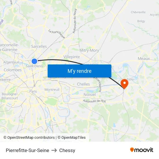 Pierrefitte-Sur-Seine to Chessy map
