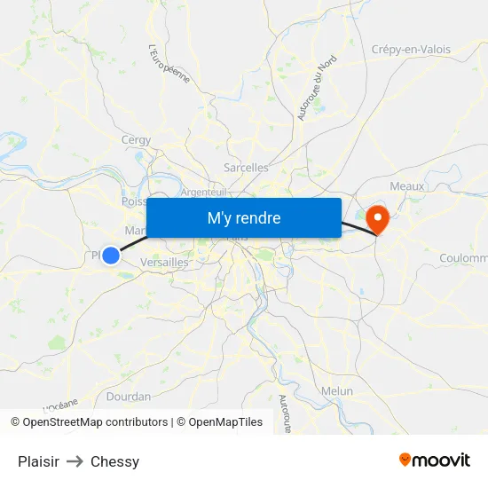 Plaisir to Chessy map