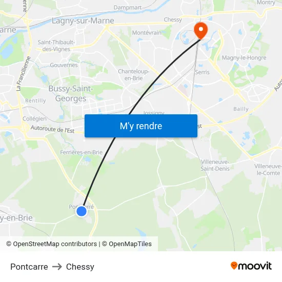 Pontcarre to Chessy map