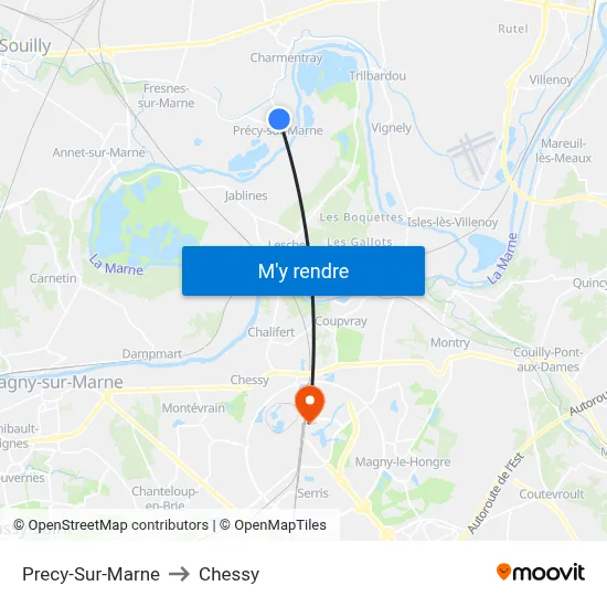Precy-Sur-Marne to Chessy map