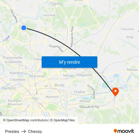 Presles to Chessy map