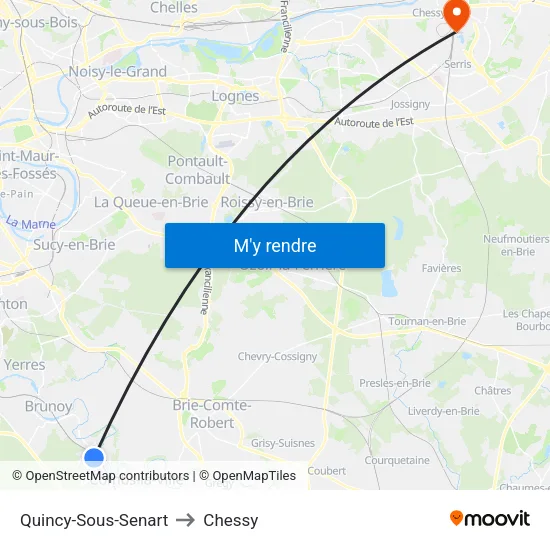 Quincy-Sous-Senart to Chessy map