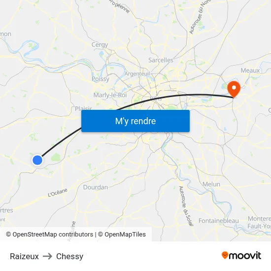 Raizeux to Chessy map