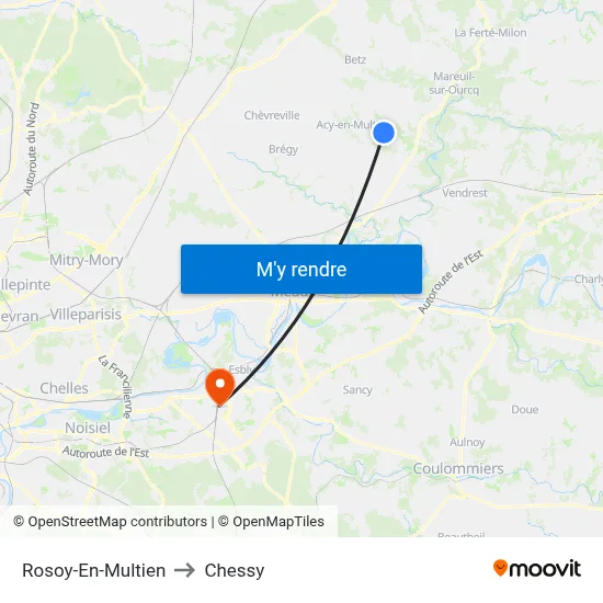 Rosoy-En-Multien to Chessy map