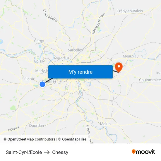 Saint-Cyr-L'Ecole to Chessy map