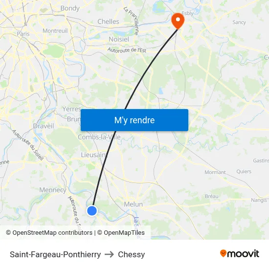 Saint-Fargeau-Ponthierry to Chessy map