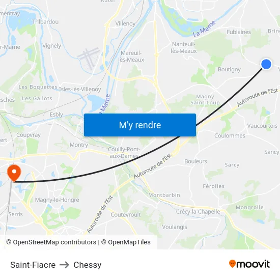 Saint-Fiacre to Chessy map