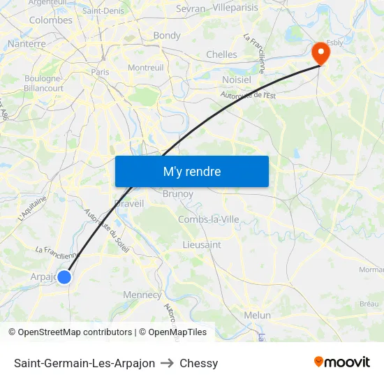 Saint-Germain-Les-Arpajon to Chessy map