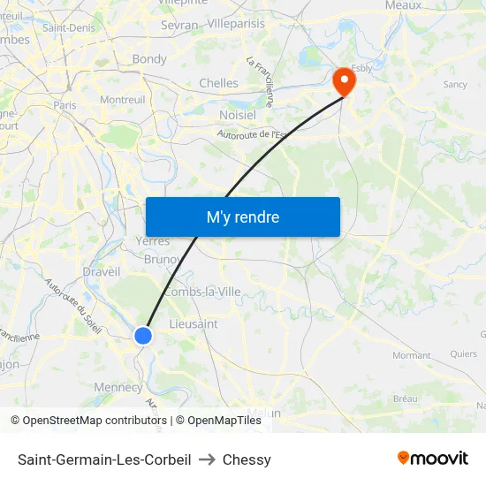 Saint-Germain-Les-Corbeil to Chessy map