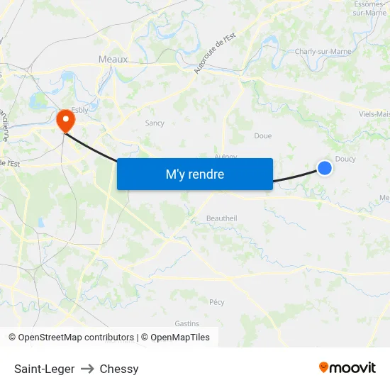 Saint-Leger to Chessy map