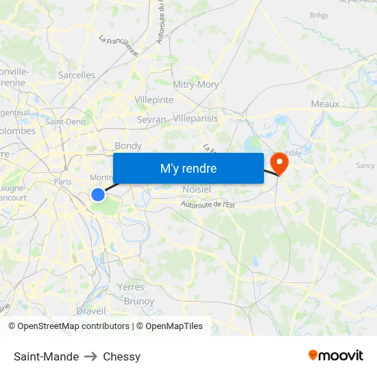 Saint-Mande to Chessy map