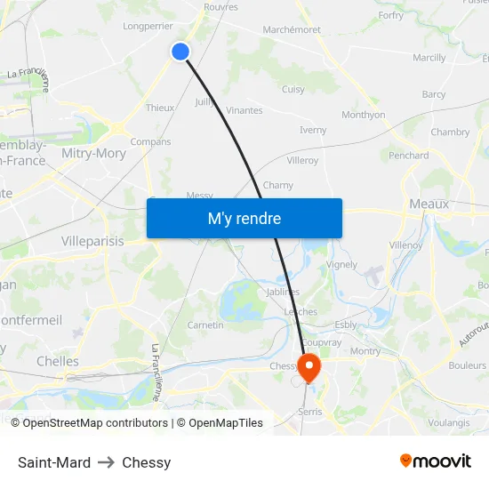 Saint-Mard to Chessy map