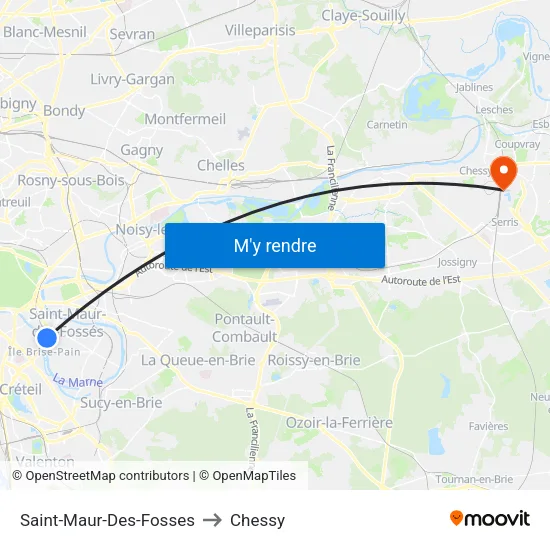 Saint-Maur-Des-Fosses to Chessy map