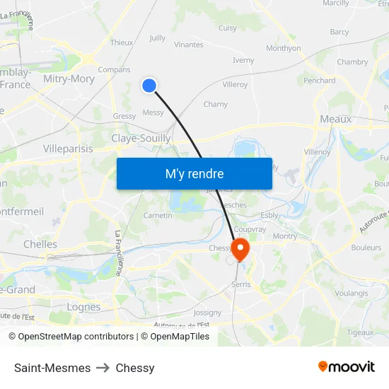 Saint-Mesmes to Chessy map