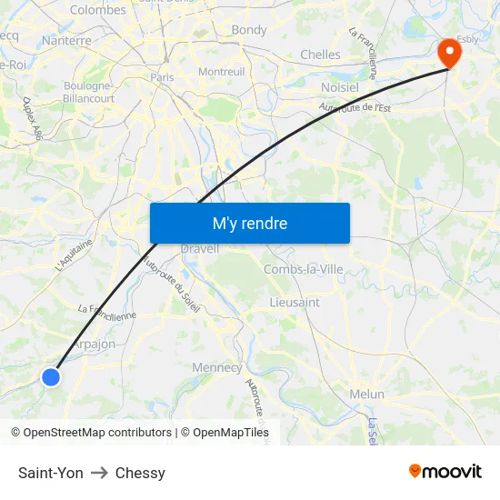 Saint-Yon to Chessy map