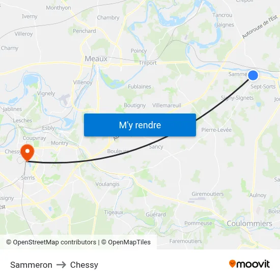 Sammeron to Chessy map