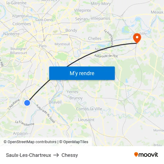 Saulx-Les-Chartreux to Chessy map