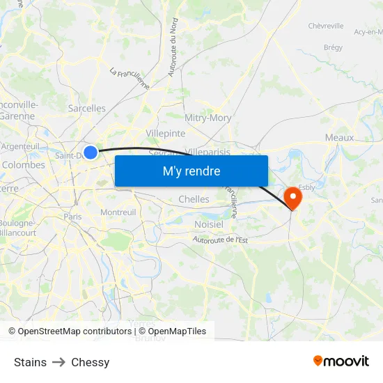 Stains to Chessy map