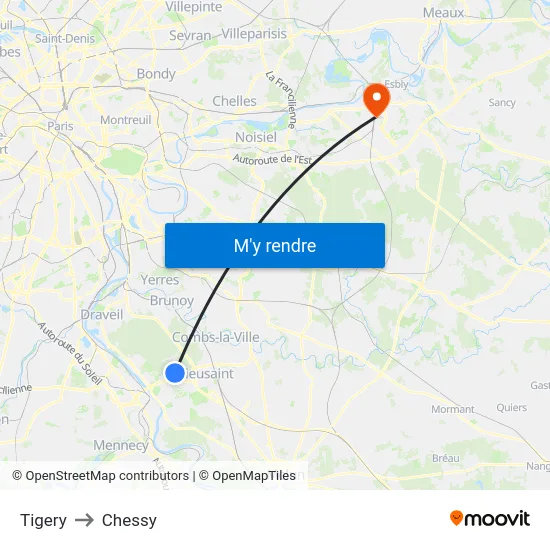 Tigery to Chessy map