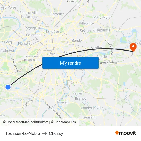 Toussus-Le-Noble to Chessy map