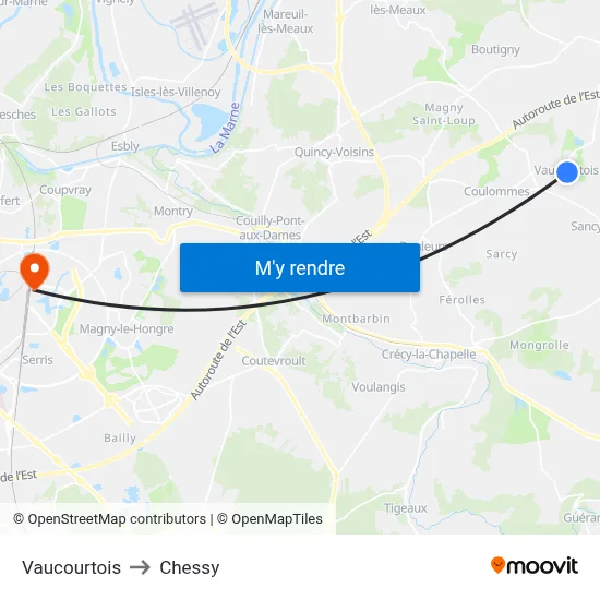 Vaucourtois to Chessy map