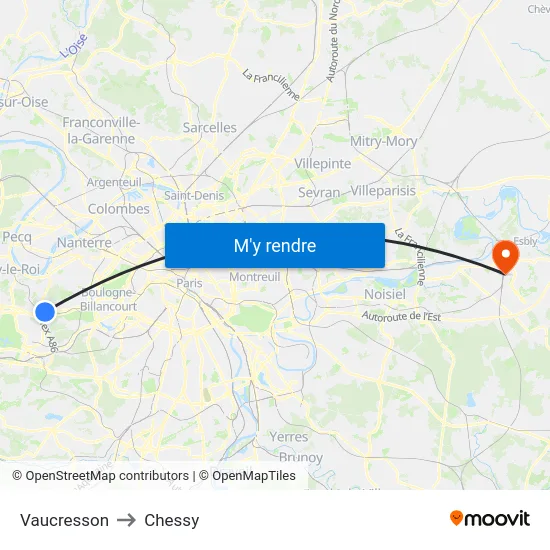 Vaucresson to Chessy map