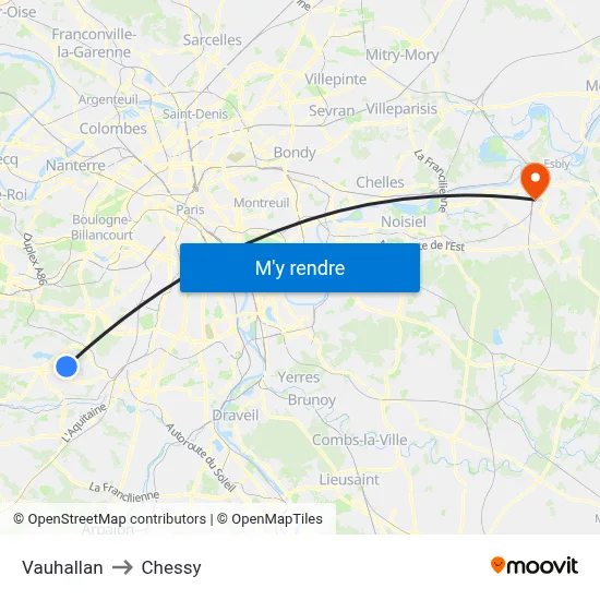 Vauhallan to Chessy map