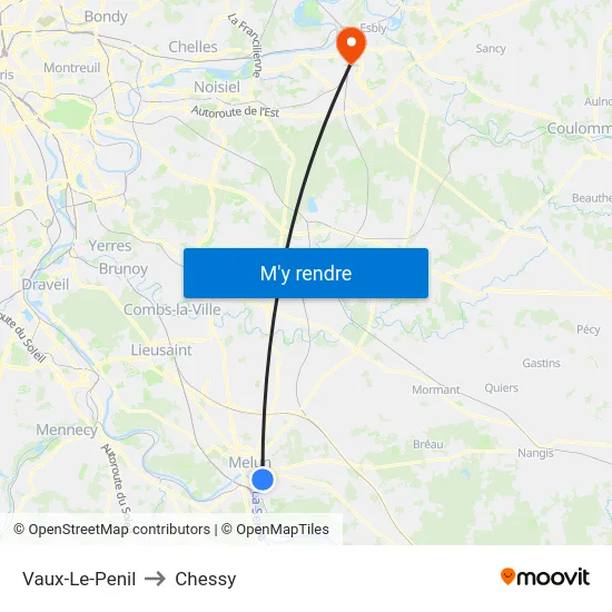 Vaux-Le-Penil to Chessy map