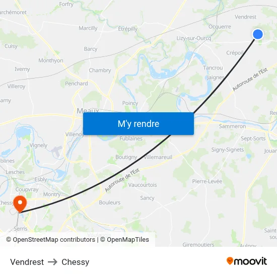 Vendrest to Chessy map