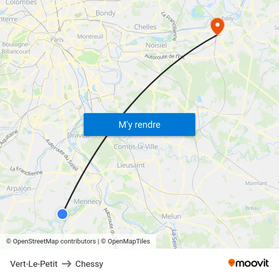 Vert-Le-Petit to Chessy map