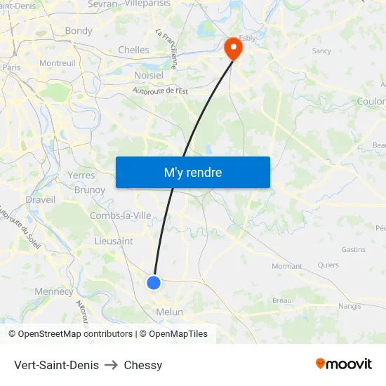 Vert-Saint-Denis to Chessy map