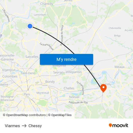 Viarmes to Chessy map