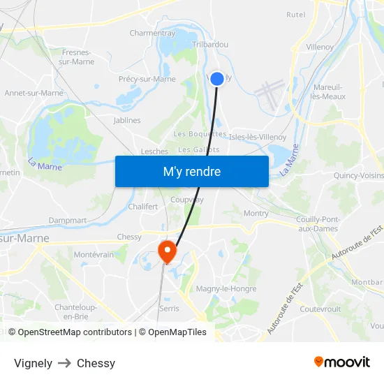 Vignely to Chessy map
