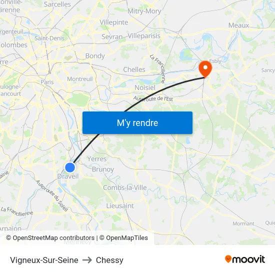 Vigneux-Sur-Seine to Chessy map