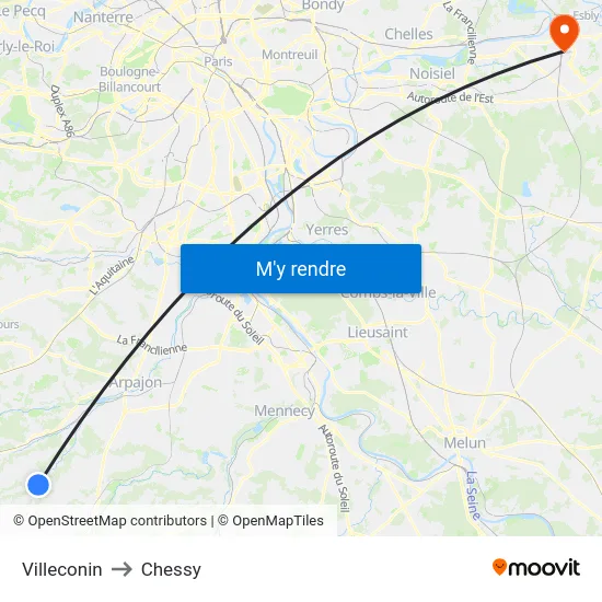 Villeconin to Chessy map