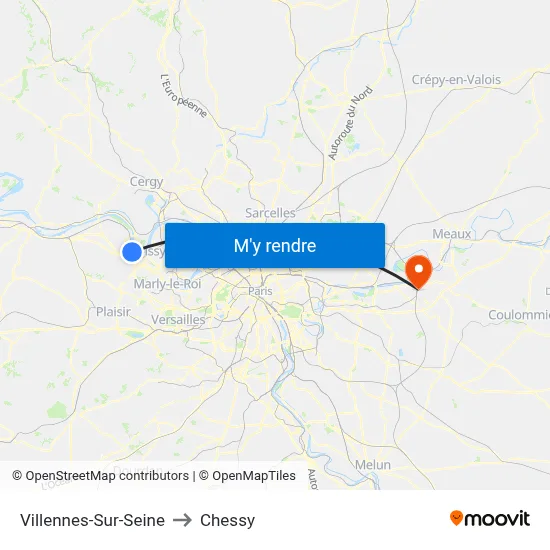 Villennes-Sur-Seine to Chessy map