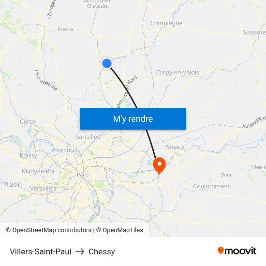 Villers-Saint-Paul to Chessy map