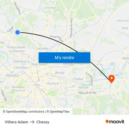 Villiers-Adam to Chessy map