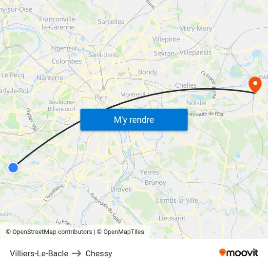 Villiers-Le-Bacle to Chessy map