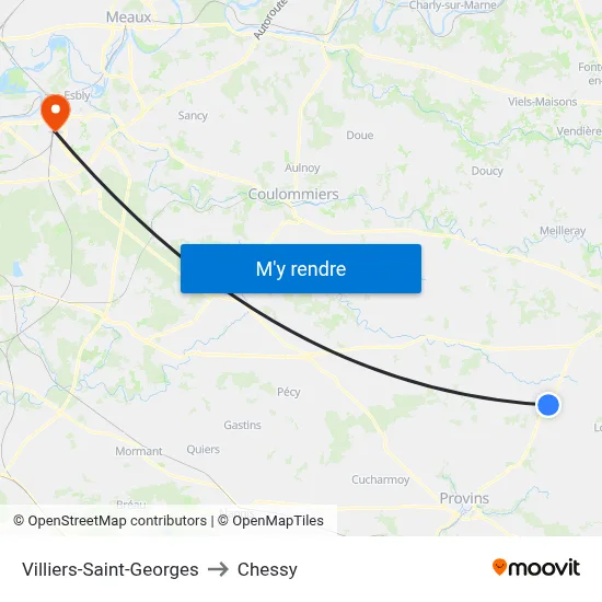 Villiers-Saint-Georges to Chessy map