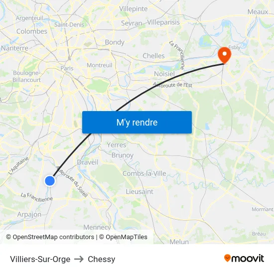 Villiers-Sur-Orge to Chessy map