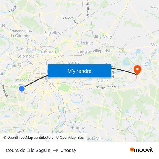 Cours de L'Ile Seguin to Chessy map