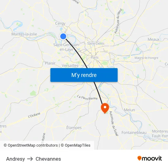 Andresy to Chevannes map