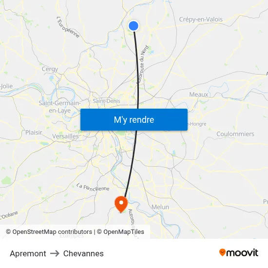 Apremont to Chevannes map