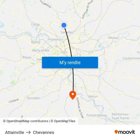 Attainville to Chevannes map