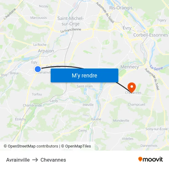 Avrainville to Chevannes map