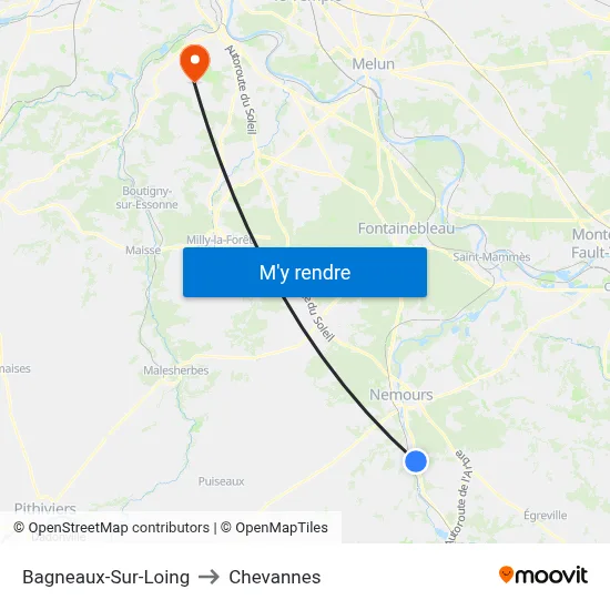 Bagneaux-Sur-Loing to Chevannes map