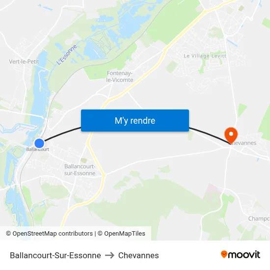 Ballancourt-Sur-Essonne to Chevannes map